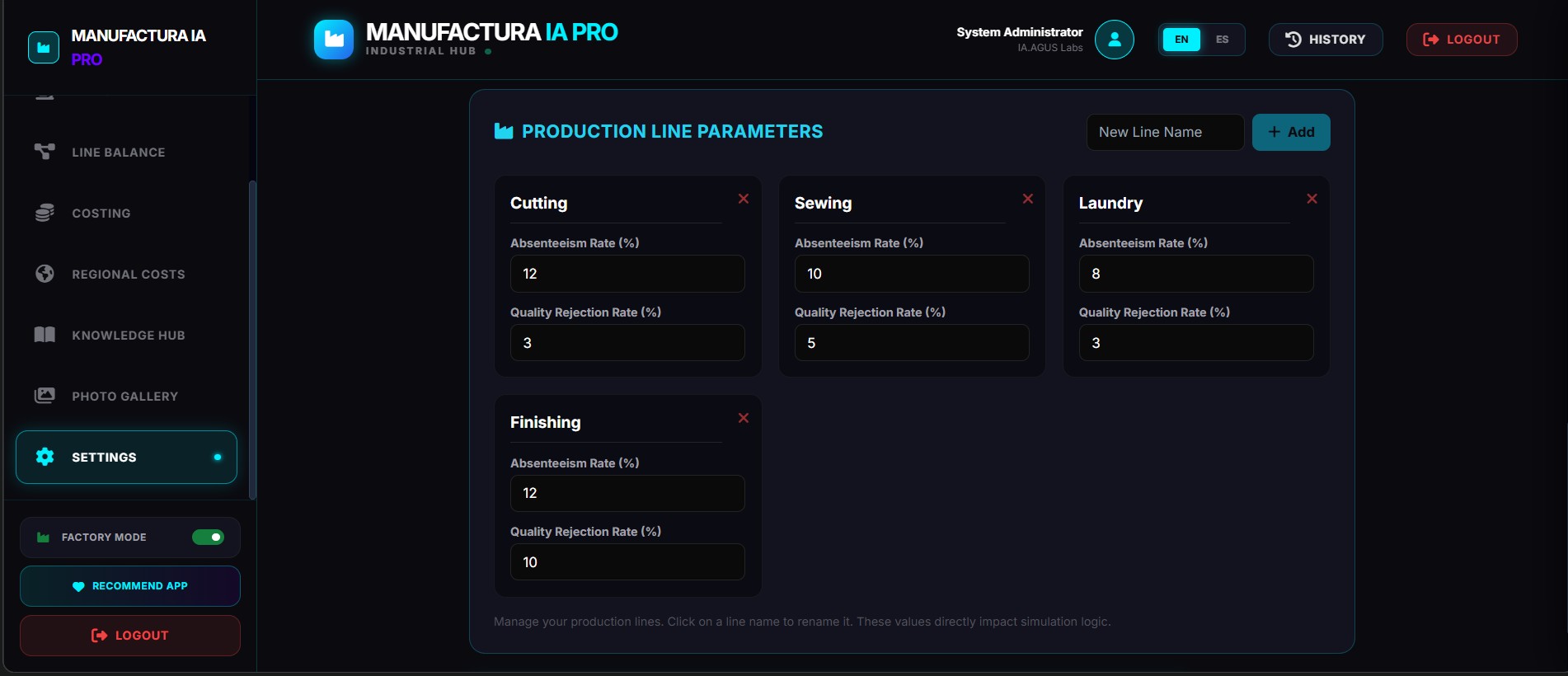 Production Settings